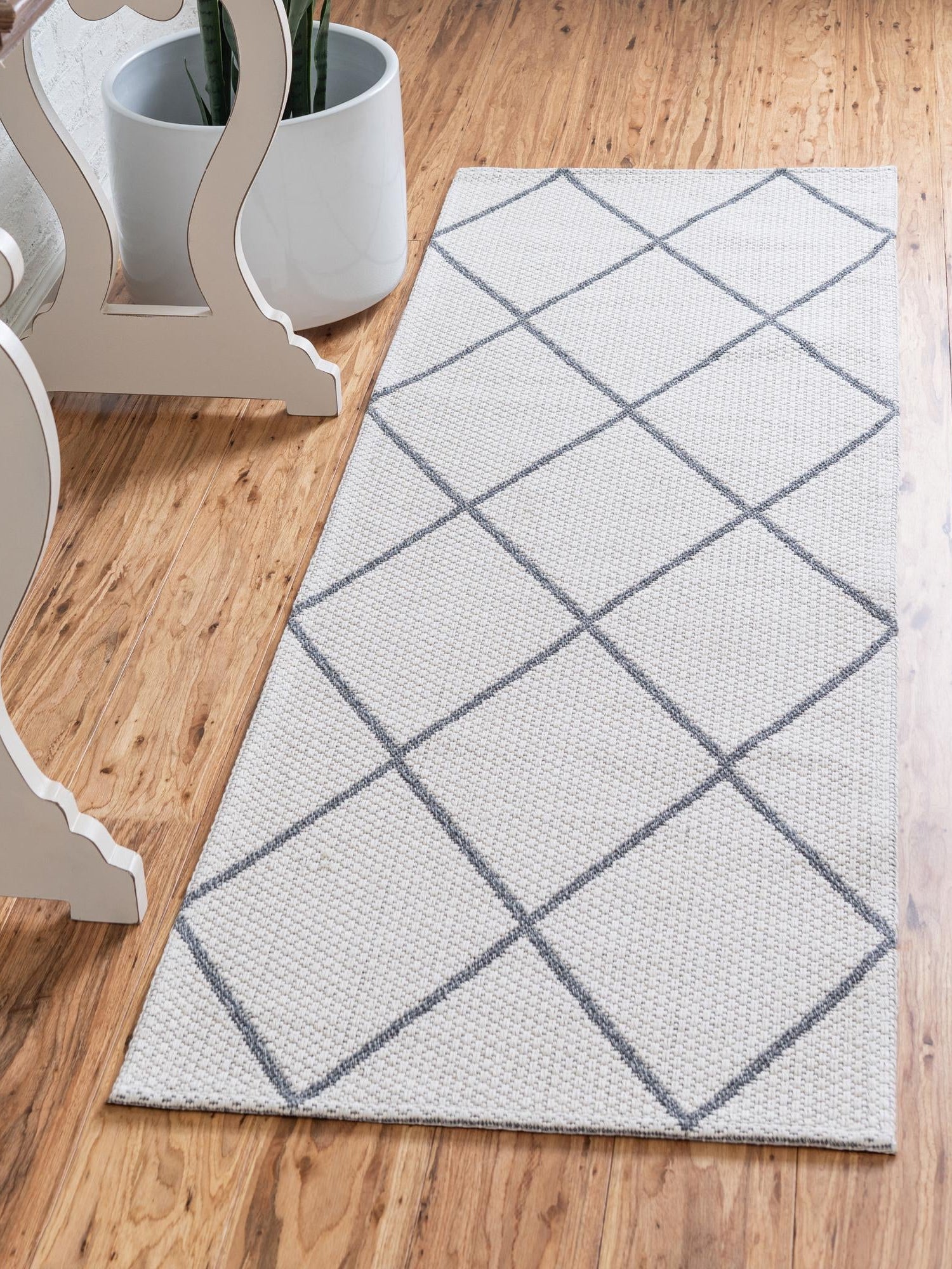 Ivory 2' x 6' Decatur Runner Area Rug 100% Cotton All Natural Sustainable Eco-Friendly Carpet for Dining Living Office Dorm Rooms for Sale at Rug Engine