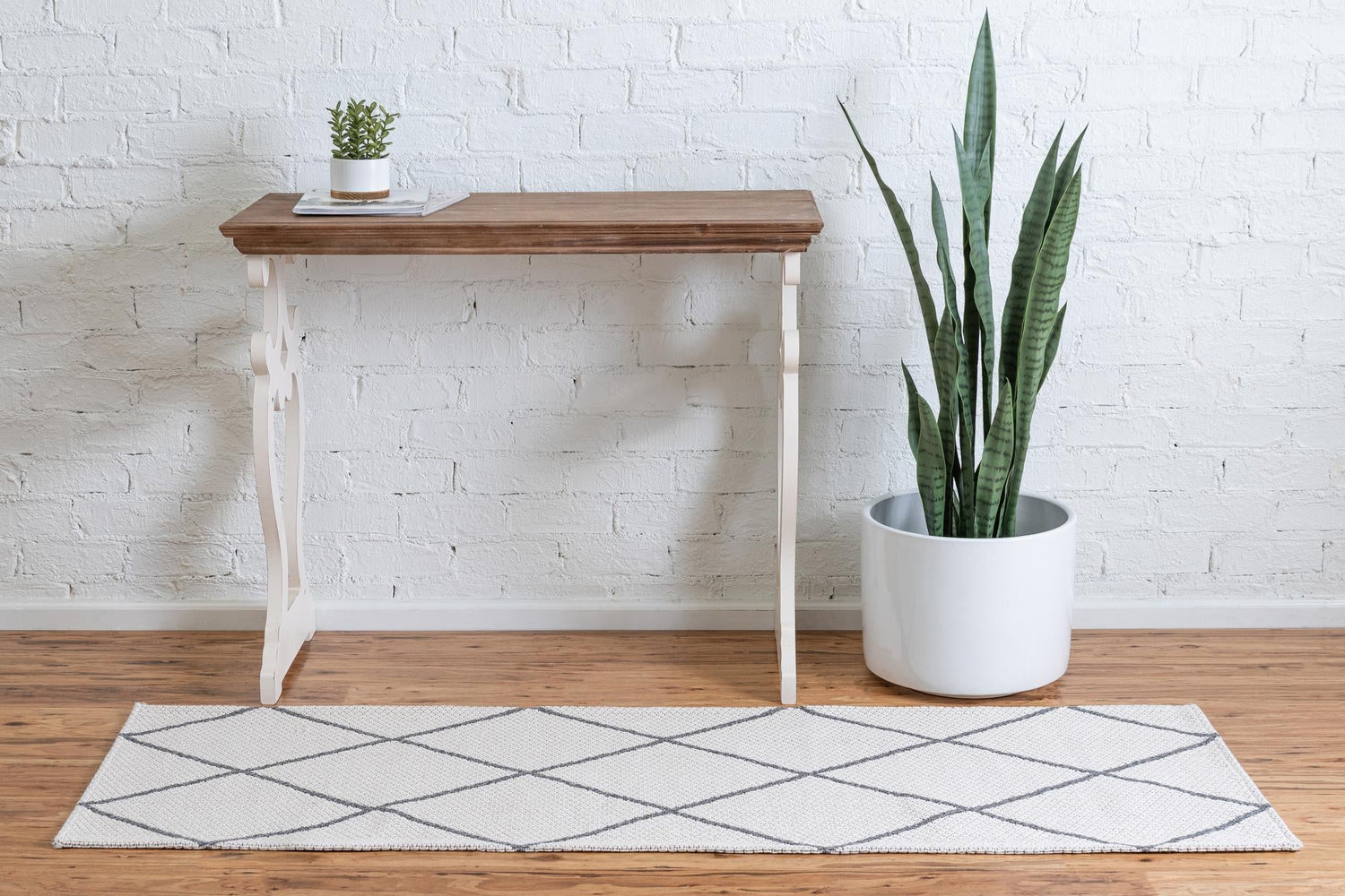 Ivory 2' x 7' 10 Decatur Runner Area Rug 100% Cotton All Natural Sustainable Eco-Friendly Carpet for Dining Living Office Dorm Rooms for Sale at Rug Engine