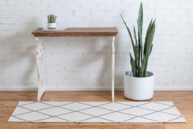 Ivory 2' x 7' 10 Decatur Runner Area Rug 100% Cotton All Natural Sustainable Eco-Friendly Carpet for Dining Living Office Dorm Rooms for Sale at Rug Engine