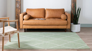 Green 4' 2 x 6' Decatur Rectangle Area Rug 100% Cotton All Natural Sustainable Eco-Friendly Carpet for Dining Living Office Dorm Rooms for Sale at Rug Engine