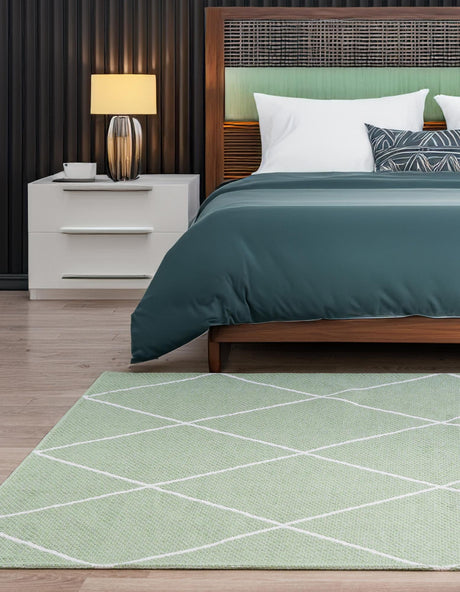 Green 7' 5 x 10' Decatur Rectangle Area Rug 100% Cotton All Natural Sustainable Eco-Friendly Carpet for Dining Living Office Dorm Rooms for Sale at Rug Engine