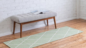 Green 2' x 6' Decatur Runner Area Rug 100% Cotton All Natural Sustainable Eco-Friendly Carpet for Dining Living Office Dorm Rooms for Sale at Rug Engine