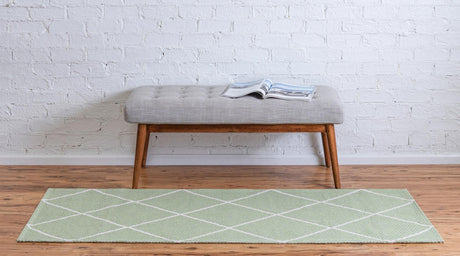 Green 2' x 6' Decatur Runner Area Rug 100% Cotton All Natural Sustainable Eco-Friendly Carpet for Dining Living Office Dorm Rooms for Sale at Rug Engine