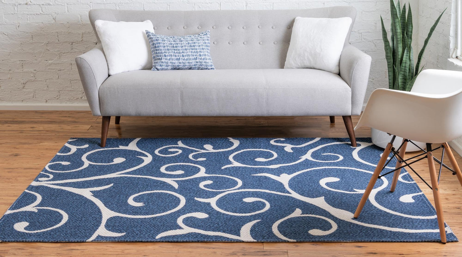 Navy Blue 6' 4 x 9' Decatur Rectangle Area Rug 100% Cotton All Natural Sustainable Eco-Friendly Carpet for Dining Living Office Dorm Rooms for Sale at Rug Engine