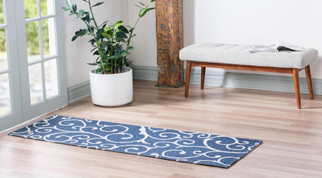 Navy Blue 2' x 6' Decatur Runner Area Rug 100% Cotton All Natural Sustainable Eco-Friendly Carpet for Dining Living Office Dorm Rooms for Sale at Rug Engine