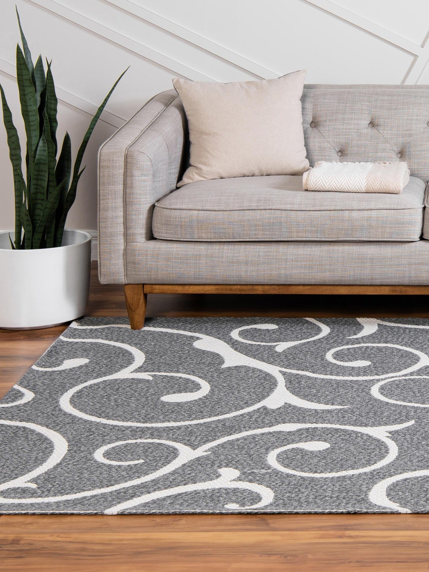 Dark Gray 2' 2 x 3' 1 Decatur Rectangle Area Rug 100% Cotton All Natural Sustainable Eco-Friendly Carpet for Dining Living Office Dorm Rooms for Sale at Rug Engine