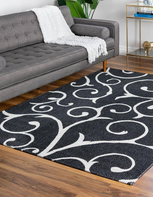 Black 5' x 7' 2 Decatur Rectangle Area Rug 100% Cotton All Natural Sustainable Eco-Friendly Carpet for Dining Living Office Dorm Rooms for Sale at Rug Engine