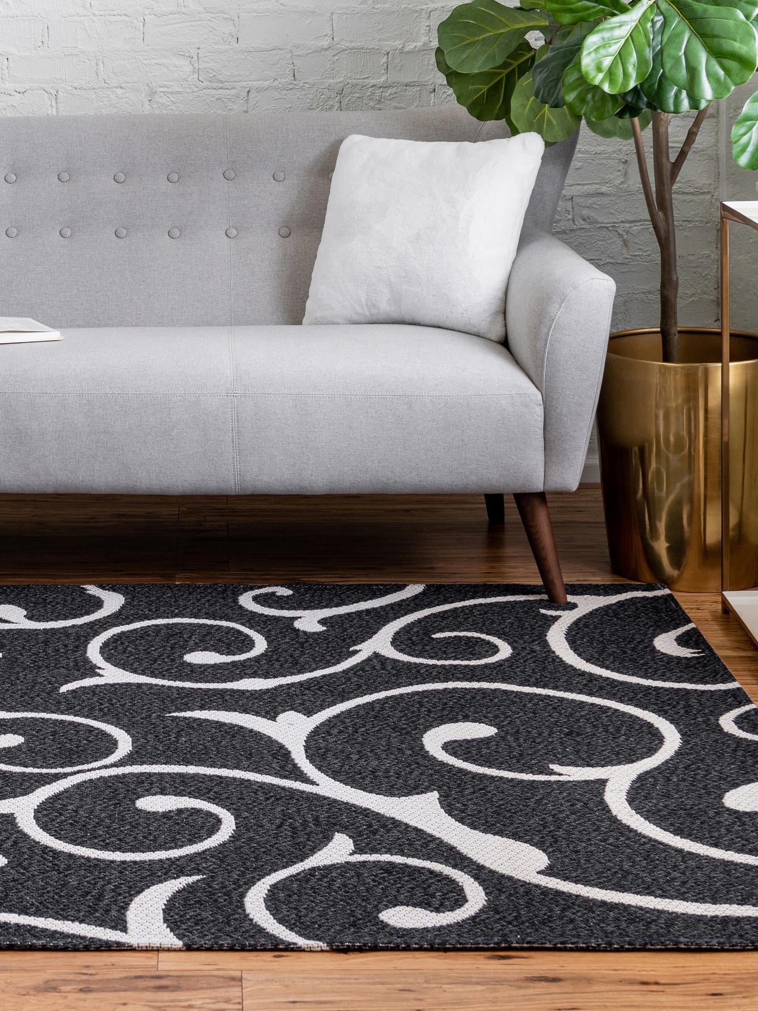 Black 8' 5 x 11' 4 Decatur Rectangle Area Rug 100% Cotton All Natural Sustainable Eco-Friendly Carpet for Dining Living Office Dorm Rooms for Sale at Rug Engine