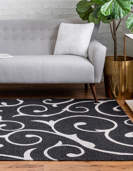 Black 5' x 7' 2 Decatur Rectangle Area Rug 100% Cotton All Natural Sustainable Eco-Friendly Carpet for Dining Living Office Dorm Rooms for Sale at Rug Engine