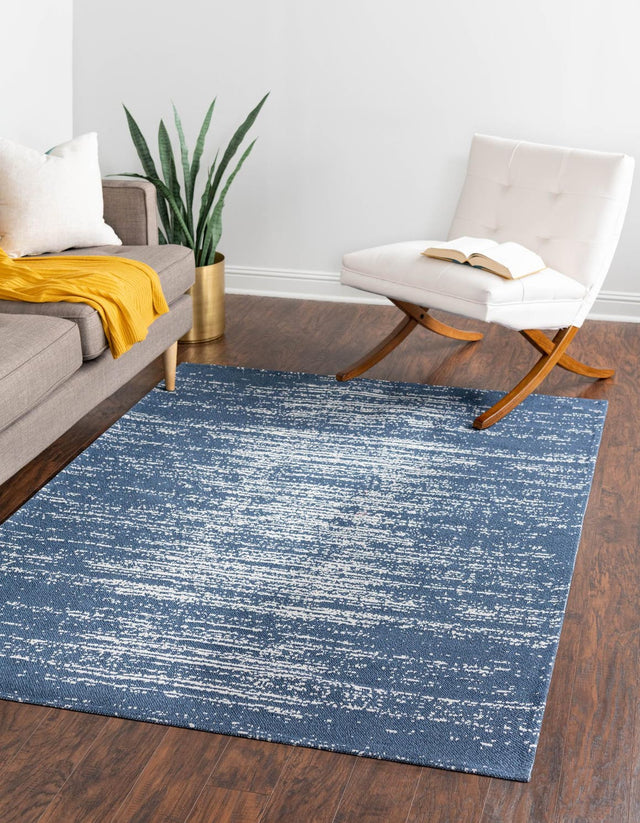 Navy Blue 6' 4 x 9' Decatur Rectangle Area Rug 100% Cotton All Natural Sustainable Eco-Friendly Carpet for Dining Living Office Dorm Rooms for Sale at Rug Engine