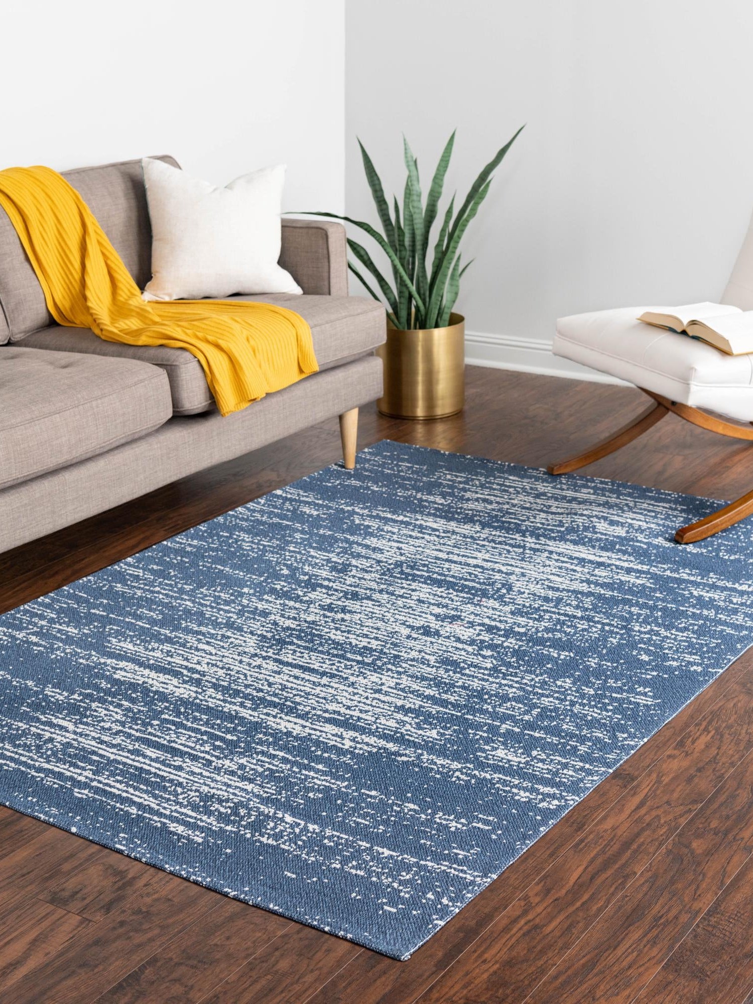 Navy Blue 6' 4 x 9' Decatur Rectangle Area Rug 100% Cotton All Natural Sustainable Eco-Friendly Carpet for Dining Living Office Dorm Rooms for Sale at Rug Engine