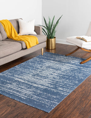 Navy Blue 6' 4 x 9' Decatur Rectangle Area Rug 100% Cotton All Natural Sustainable Eco-Friendly Carpet for Dining Living Office Dorm Rooms for Sale at Rug Engine