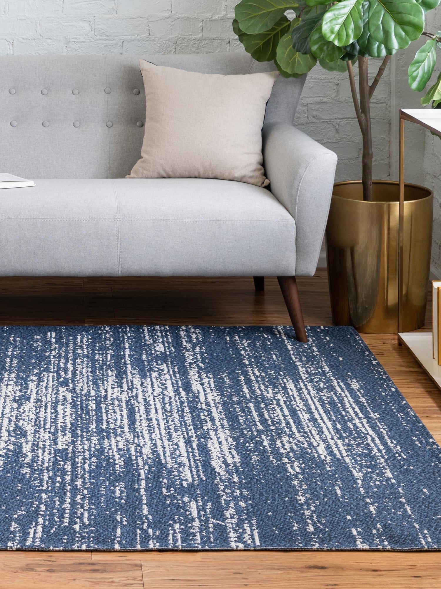 Navy Blue 6' 4 x 9' Decatur Rectangle Area Rug 100% Cotton All Natural Sustainable Eco-Friendly Carpet for Dining Living Office Dorm Rooms for Sale at Rug Engine
