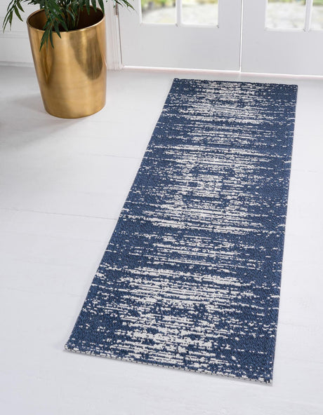 Navy Blue 2' x 6' Decatur Runner Area Rug 100% Cotton All Natural Sustainable Eco-Friendly Carpet for Dining Living Office Dorm Rooms for Sale at Rug Engine