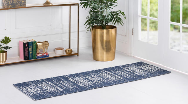 Navy Blue 2' 2 x 7' 4 Decatur Runner Area Rug 100% Cotton All Natural Sustainable Eco-Friendly Carpet for Dining Living Office Dorm Rooms for Sale at Rug Engine
