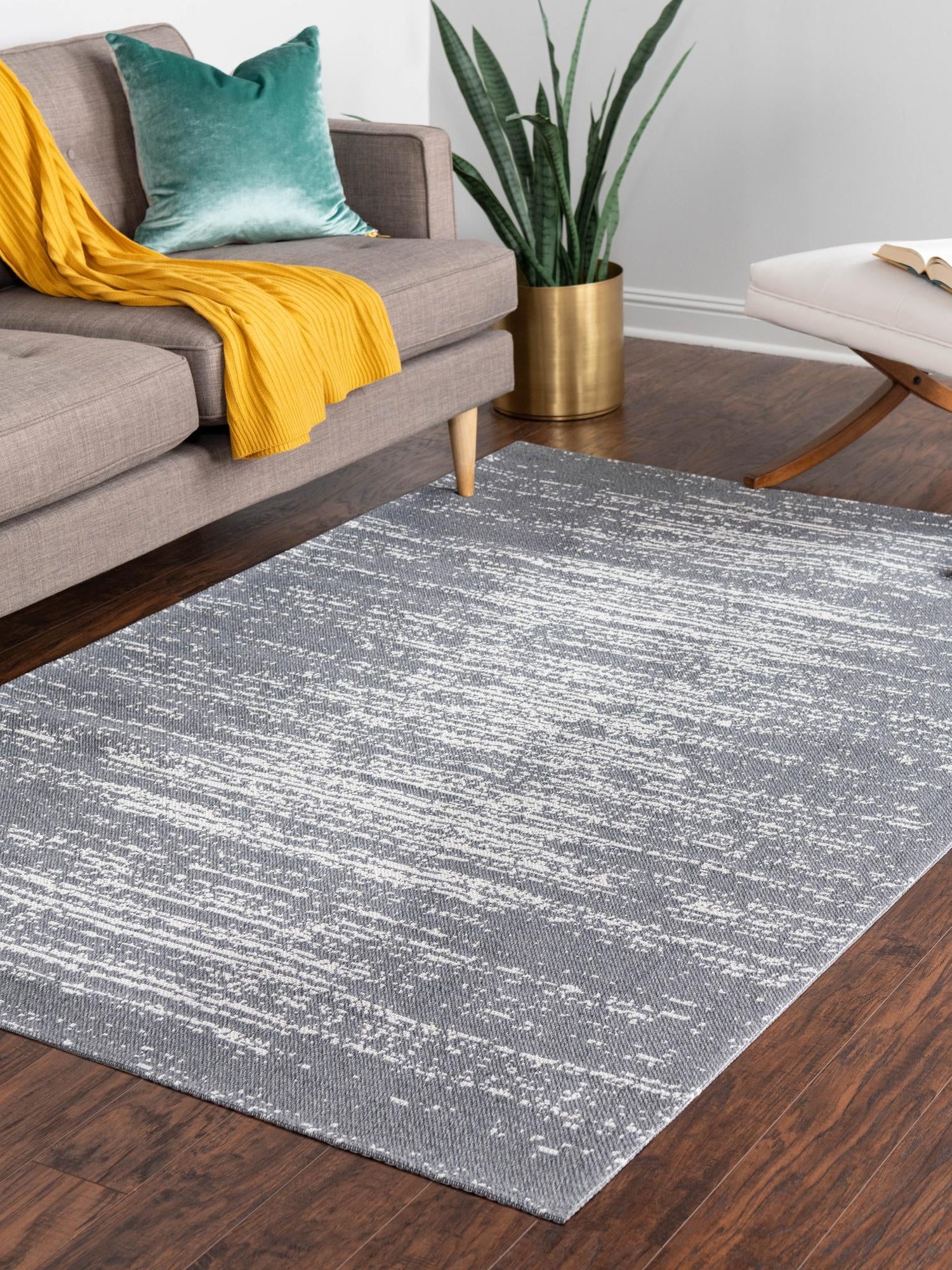 Dark Gray 5' x 7' 2 Decatur Rectangle Area Rug 100% Cotton All Natural Sustainable Eco-Friendly Carpet for Dining Living Office Dorm Rooms for Sale at Rug Engine