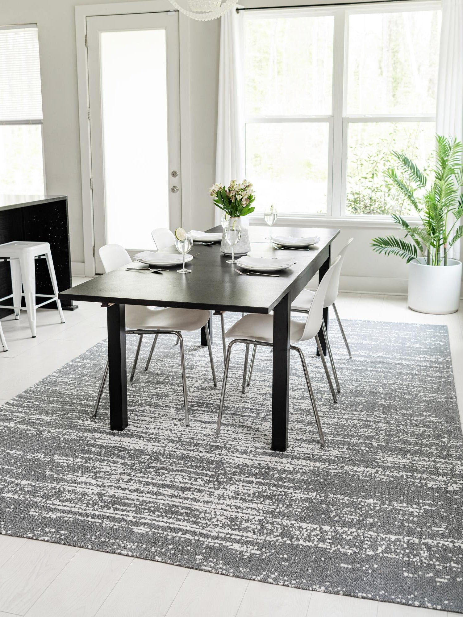 Dark Gray 5' x 7' 2 Decatur Rectangle Area Rug 100% Cotton All Natural Sustainable Eco-Friendly Carpet for Dining Living Office Dorm Rooms for Sale at Rug Engine