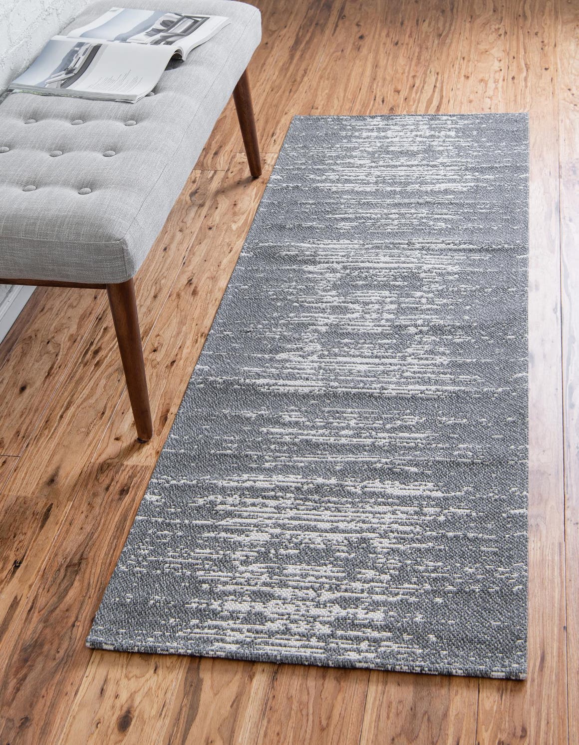 Dark Gray 2' x 7' 10 Decatur Runner Area Rug 100% Cotton All Natural Sustainable Eco-Friendly Carpet for Dining Living Office Dorm Rooms for Sale at Rug Engine