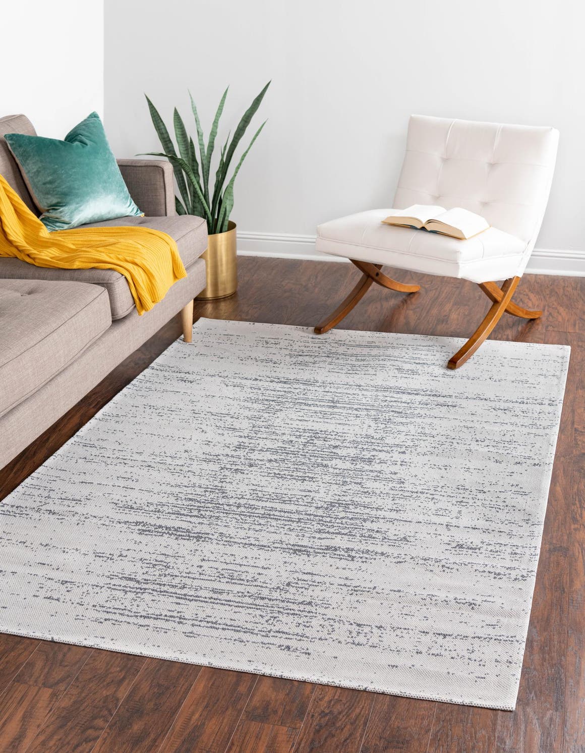 Ivory 5' x 7' 2 Decatur Rectangle Area Rug 100% Cotton All Natural Sustainable Eco-Friendly Carpet for Dining Living Office Dorm Rooms for Sale at Rug Engine