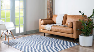 Navy Blue 2' 2 x 3' 1 Decatur Rectangle Area Rug 100% Cotton All Natural Sustainable Eco-Friendly Carpet for Dining Living Office Dorm Rooms for Sale at Rug Engine