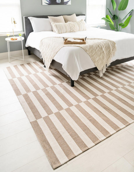Taupe 5' x 7' 2 Decatur Rectangle Area Rug 100% Cotton All Natural Sustainable Eco-Friendly Carpet for Dining Living Office Dorm Rooms for Sale at Rug Engine