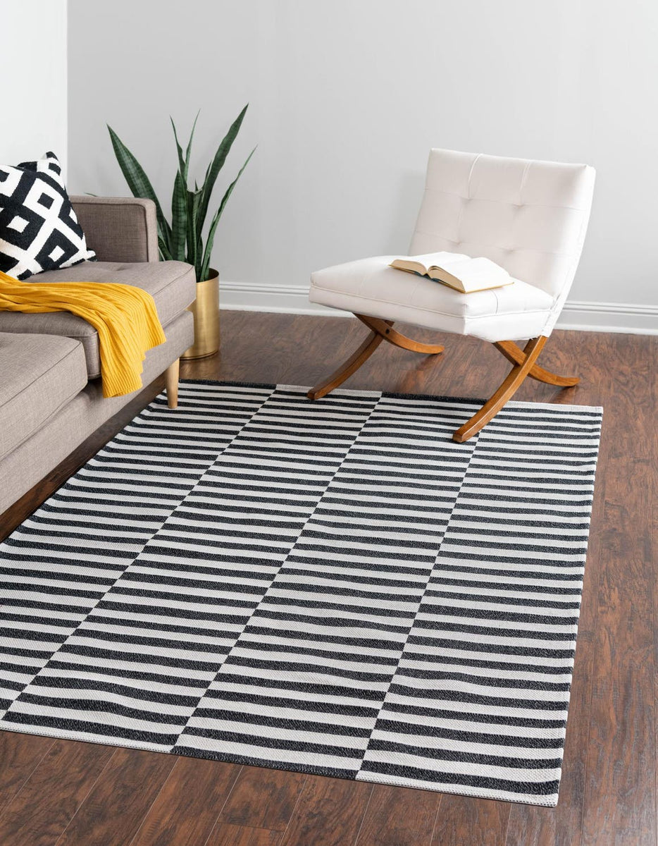Black 4' 2 x 6' Decatur Rectangle Area Rug 100% Cotton All Natural Sus ...