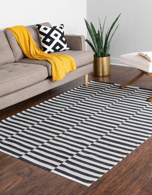 Black 4' 2 x 6' Decatur Rectangle Area Rug 100% Cotton All Natural Sustainable Eco-Friendly Carpet for Dining Living Office Dorm Rooms for Sale at Rug Engine