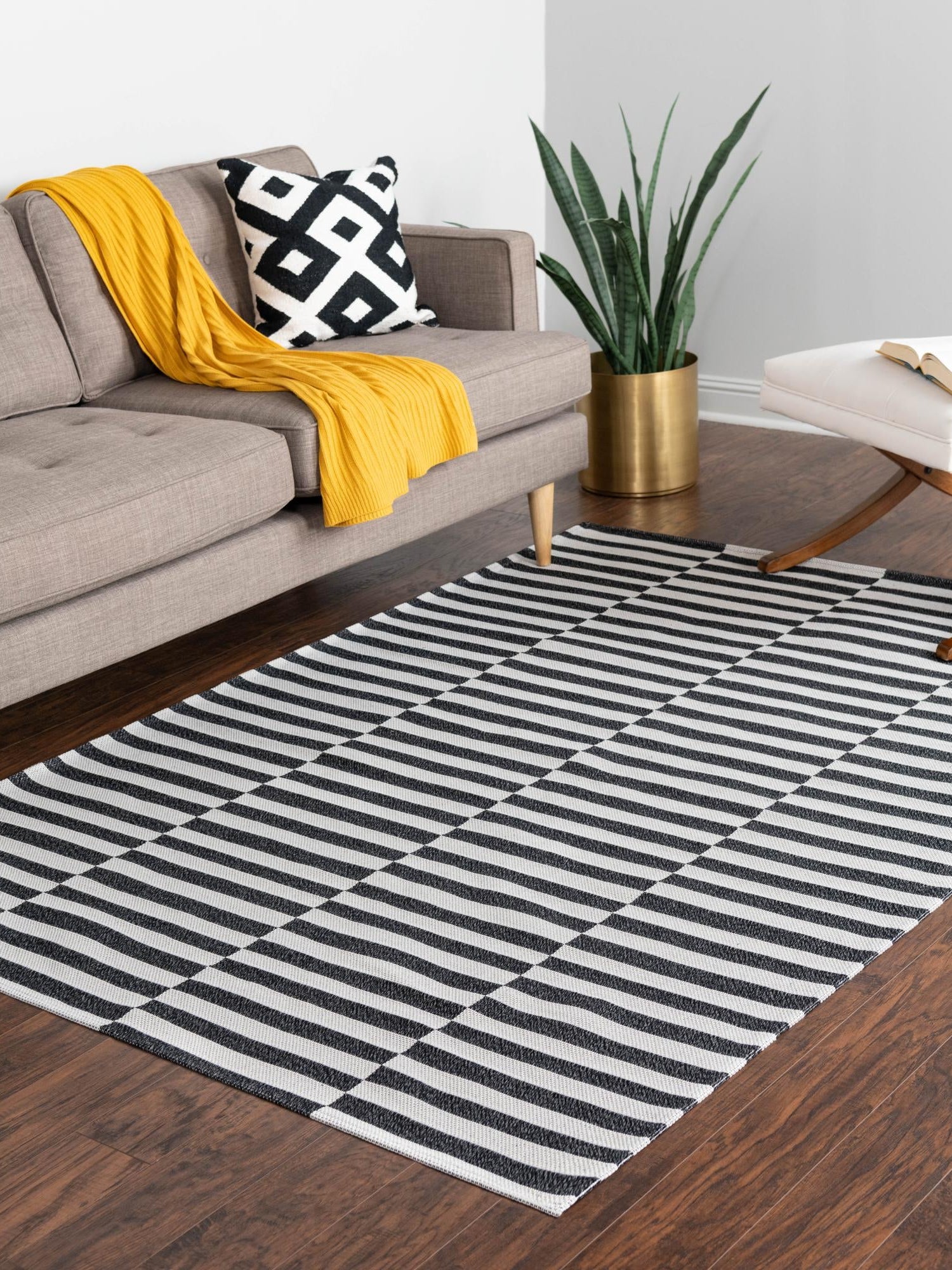 Black 7' 5 x 10' Decatur Rectangle Area Rug 100% Cotton All Natural Sustainable Eco-Friendly Carpet for Dining Living Office Dorm Rooms for Sale at Rug Engine