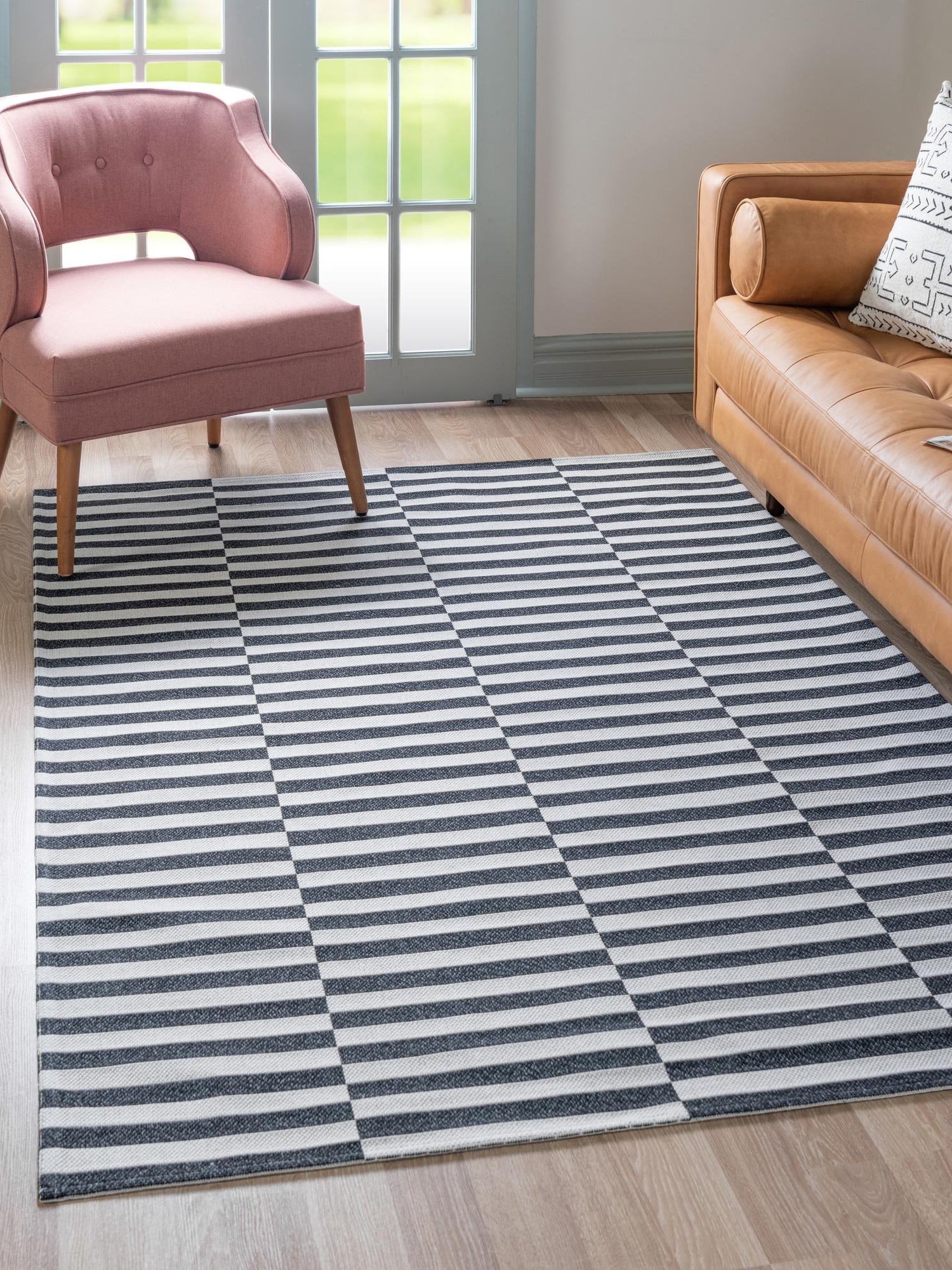 Black 2' 2 x 3' 1 Decatur Rectangle Area Rug 100% Cotton All Natural Sustainable Eco-Friendly Carpet for Dining Living Office Dorm Rooms for Sale at Rug Engine