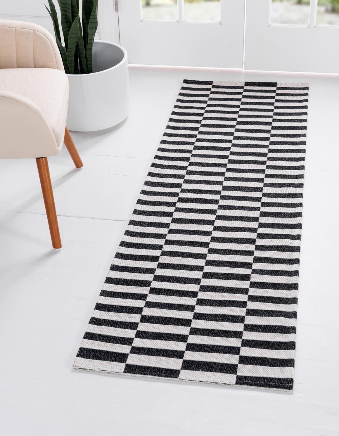 Black 2' x 6' Decatur Runner Area Rug 100% Cotton All Natural Sustainable Eco-Friendly Carpet for Dining Living Office Dorm Rooms for Sale at Rug Engine
