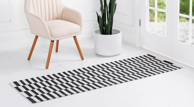 Black 2' x 7' 10 Decatur Runner Area Rug 100% Cotton All Natural Sustainable Eco-Friendly Carpet for Dining Living Office Dorm Rooms for Sale at Rug Engine