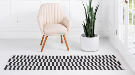 Black 2' x 6' Decatur Runner Area Rug 100% Cotton All Natural Sustainable Eco-Friendly Carpet for Dining Living Office Dorm Rooms for Sale at Rug Engine