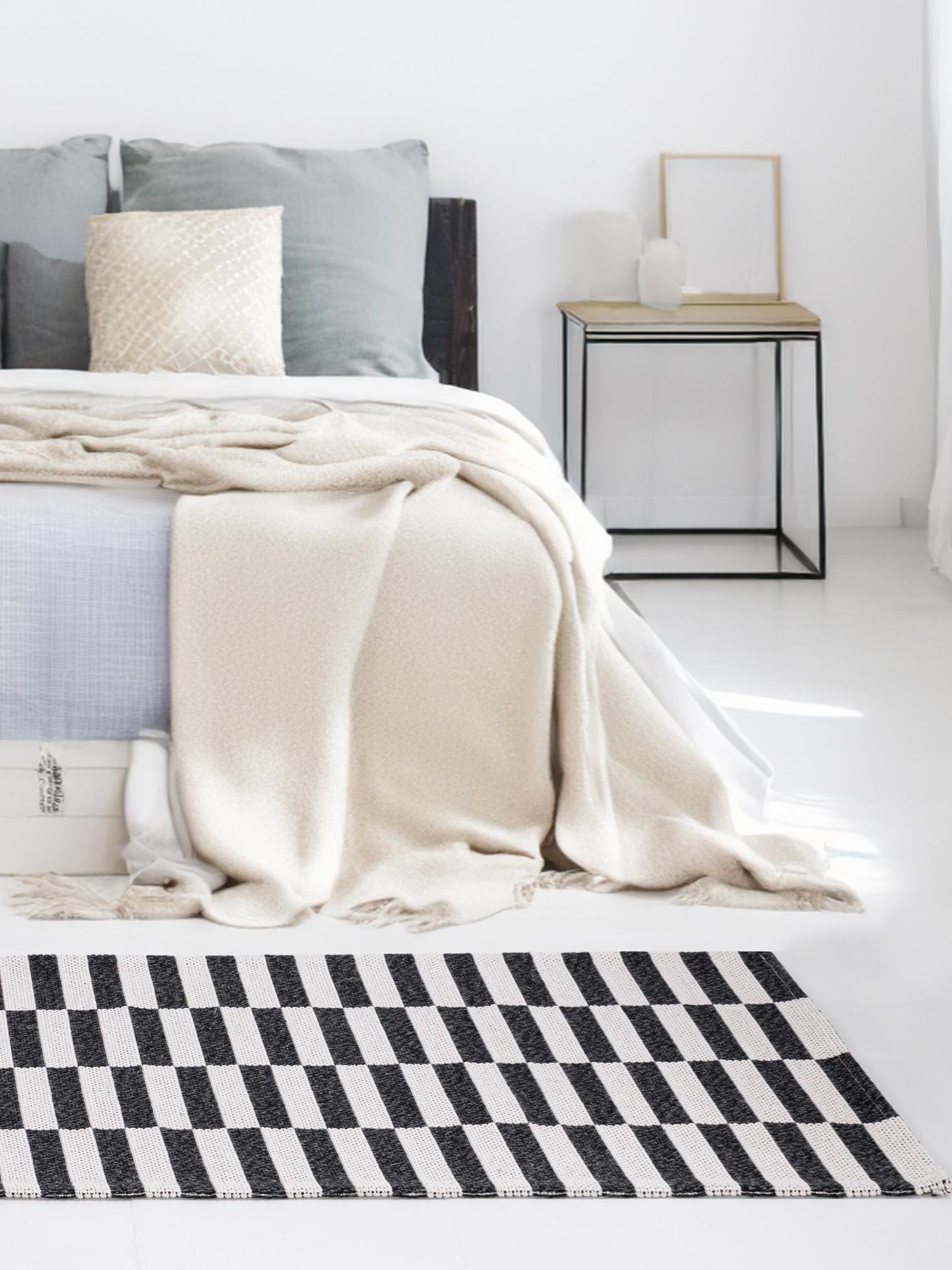 Black 2' x 7' 10 Decatur Runner Area Rug 100% Cotton All Natural Sustainable Eco-Friendly Carpet for Dining Living Office Dorm Rooms for Sale at Rug Engine