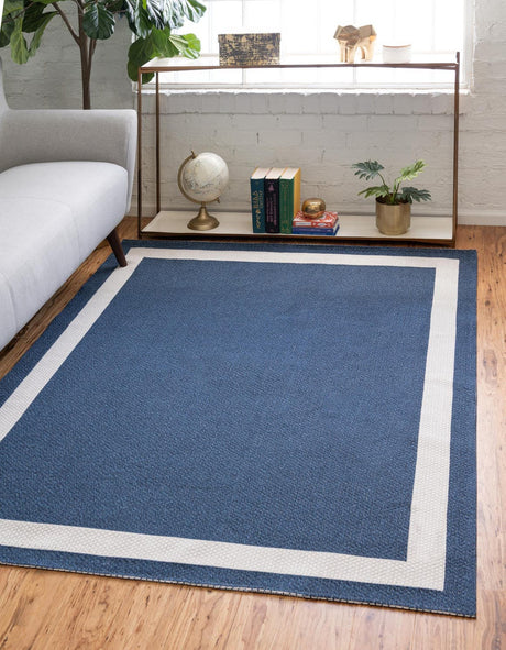 Navy Blue 5' x 7' 2 Decatur Rectangle Area Rug 100% Cotton All Natural Sustainable Eco-Friendly Carpet for Dining Living Office Dorm Rooms for Sale at Rug Engine