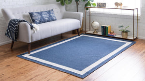 Navy Blue 4' 2 x 6' 1 Decatur Rectangle Area Rug 100% Cotton All Natural Sustainable Eco-Friendly Carpet for Dining Living Office Dorm Rooms for Sale at Rug Engine