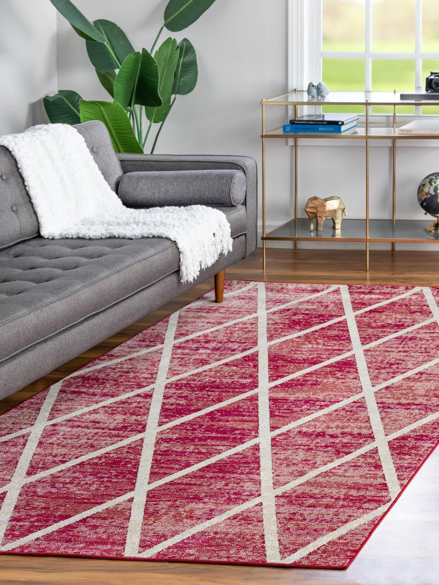 Magenta 4' 1 x 6' 1 Starlight Rectangle Area Rug 100% Polypropylene Visually Appealing Unique Carpet for Living Rooms, Bedroom, Dining, Office for Sale at Rug Engine