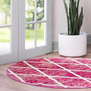 Magenta 7' x 7' Starlight Round Area Rug 100% Polypropylene Visually Appealing Unique Carpet for Living Rooms, Bedroom, Dining, Office for Sale at Rug Engine