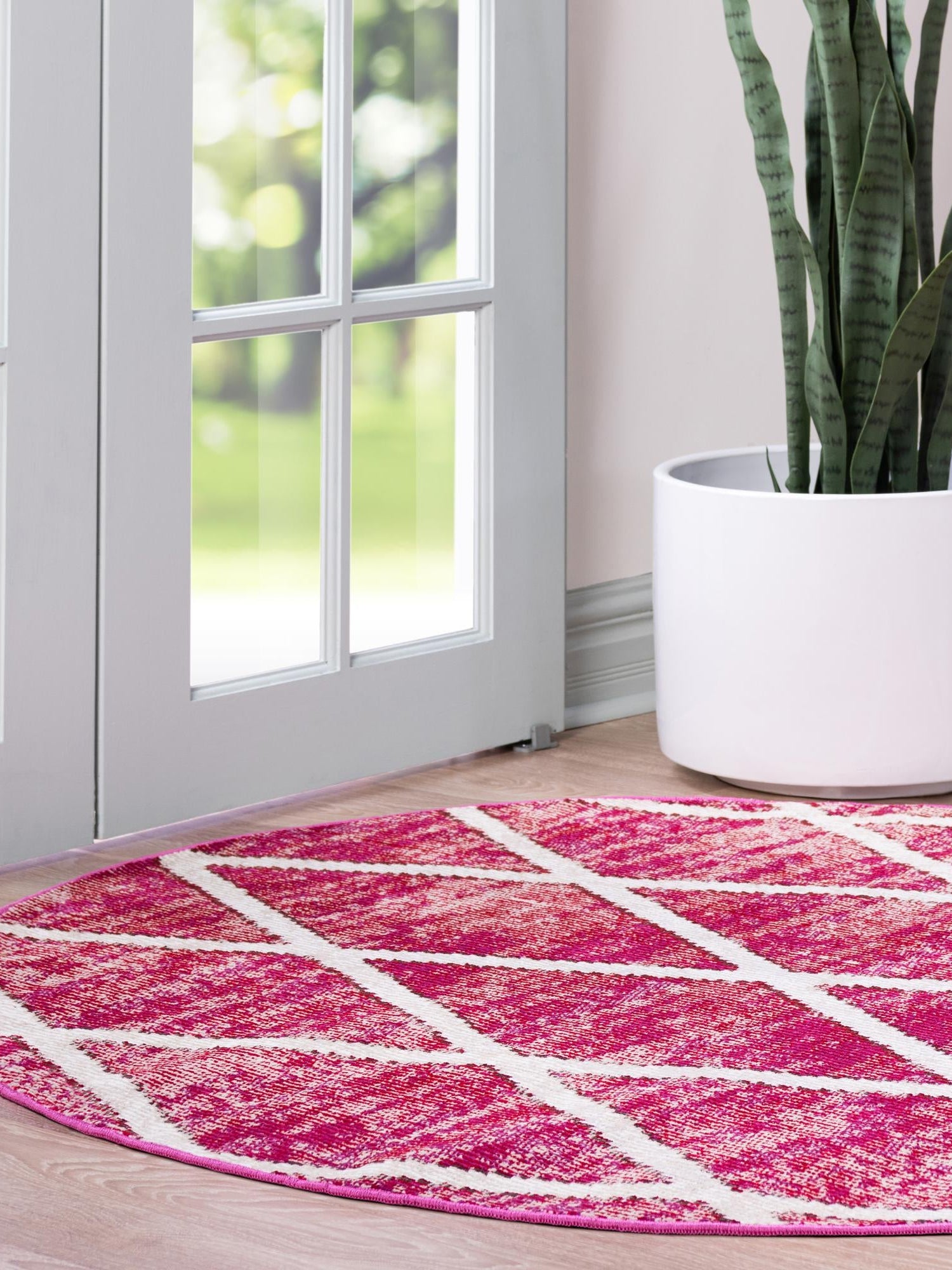 Magenta 4' 1 x 4' 1 Starlight Round Area Rug 100% Polypropylene Visually Appealing Unique Carpet for Living Rooms, Bedroom, Dining, Office for Sale at Rug Engine