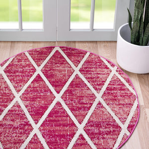 Magenta 4' 1 x 4' 1 Starlight Round Area Rug 100% Polypropylene Visually Appealing Unique Carpet for Living Rooms, Bedroom, Dining, Office for Sale at Rug Engine