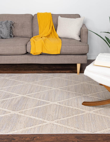 Beige 5' 1 x 8' Starlight Rectangle Area Rug 100% Polypropylene Visually Appealing Unique Carpet for Living Rooms, Bedroom, Dining, Office for Sale at Rug Engine