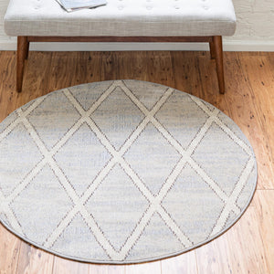 Beige 7' x 7' Starlight Round Area Rug 100% Polypropylene Visually Appealing Unique Carpet for Living Rooms, Bedroom, Dining, Office for Sale at Rug Engine