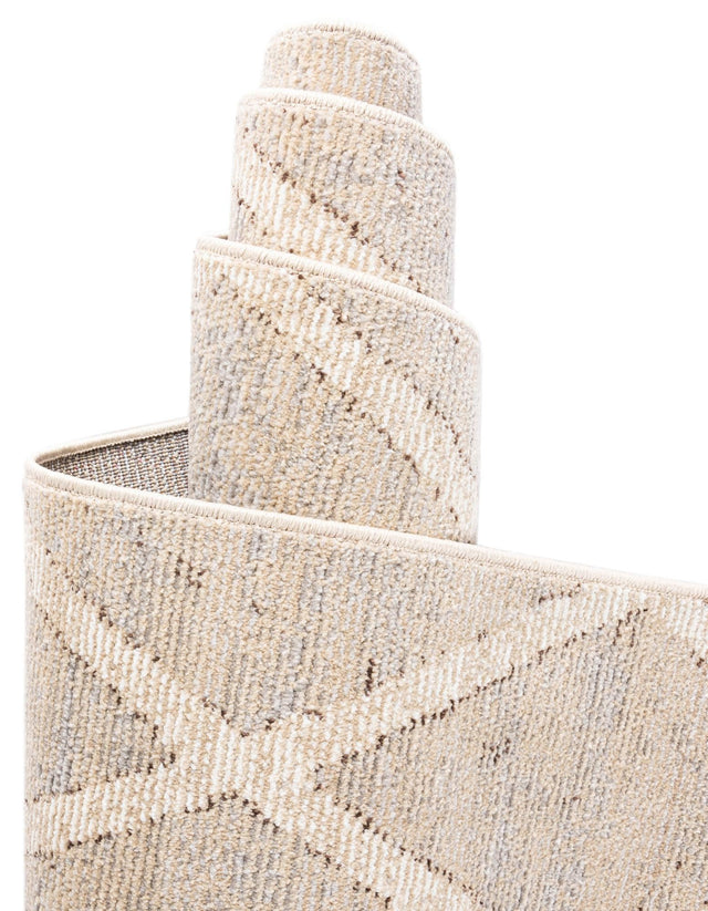 Beige 7' x 7' Starlight Round Area Rug 100% Polypropylene Visually Appealing Unique Carpet for Living Rooms, Bedroom, Dining, Office for Sale at Rug Engine