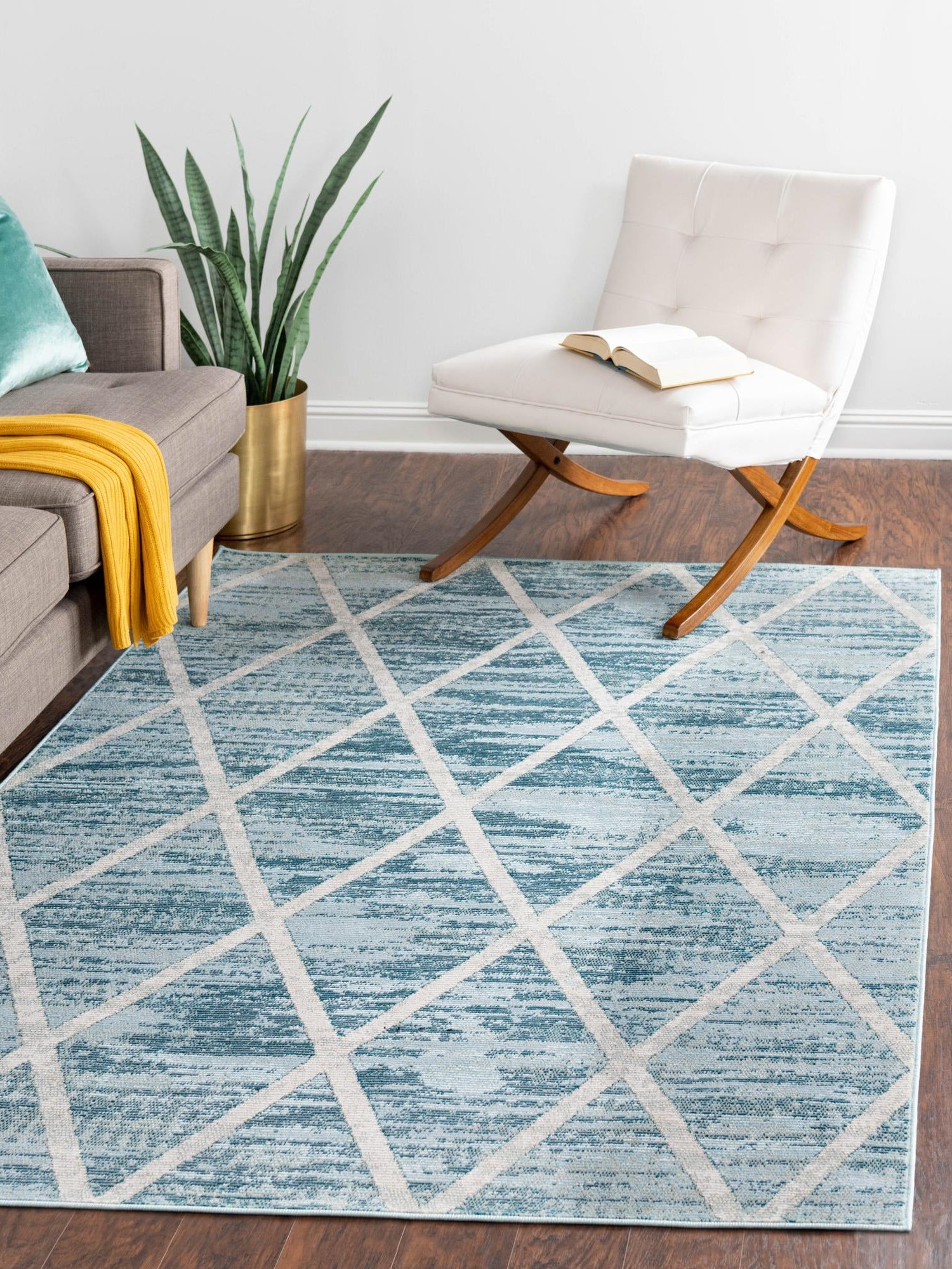 Light Blue 4' 1 x 6' 1 Starlight Rectangle Area Rug 100% Polypropylene Visually Appealing Unique Carpet for Living Rooms, Bedroom, Dining, Office for Sale at Rug Engine