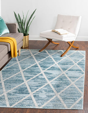 Light Blue 4' 1 x 6' 1 Starlight Rectangle Area Rug 100% Polypropylene Visually Appealing Unique Carpet for Living Rooms, Bedroom, Dining, Office for Sale at Rug Engine