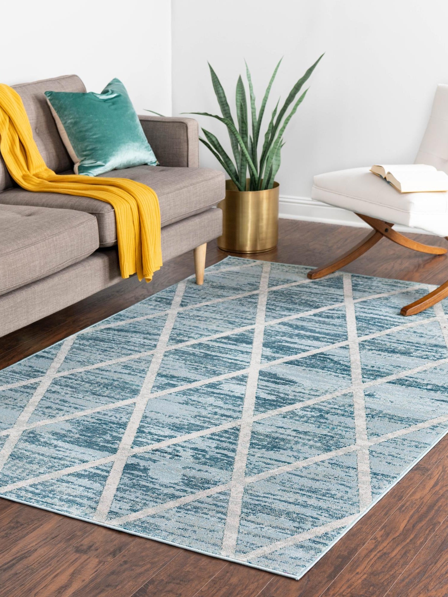 Light Blue 4' 1 x 6' 1 Starlight Rectangle Area Rug 100% Polypropylene Visually Appealing Unique Carpet for Living Rooms, Bedroom, Dining, Office for Sale at Rug Engine