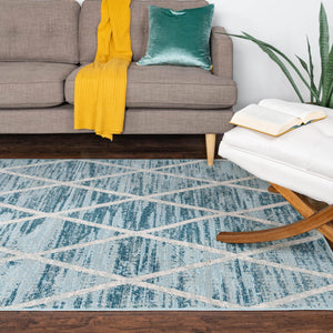Light Blue 5' 1 x 8' Starlight Rectangle Area Rug 100% Polypropylene Visually Appealing Unique Carpet for Living Rooms, Bedroom, Dining, Office for Sale at Rug Engine