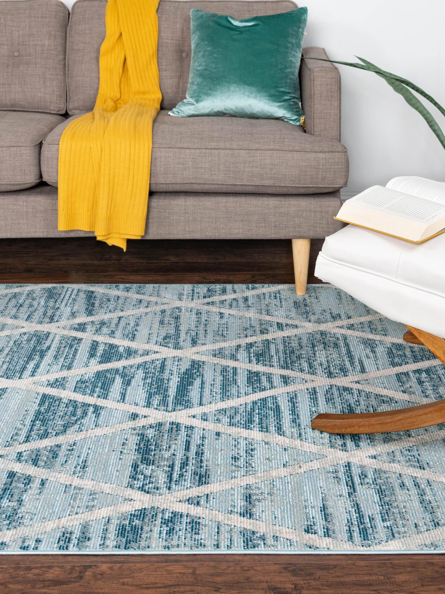 Light Blue 4' 1 x 6' 1 Starlight Rectangle Area Rug 100% Polypropylene Visually Appealing Unique Carpet for Living Rooms, Bedroom, Dining, Office for Sale at Rug Engine