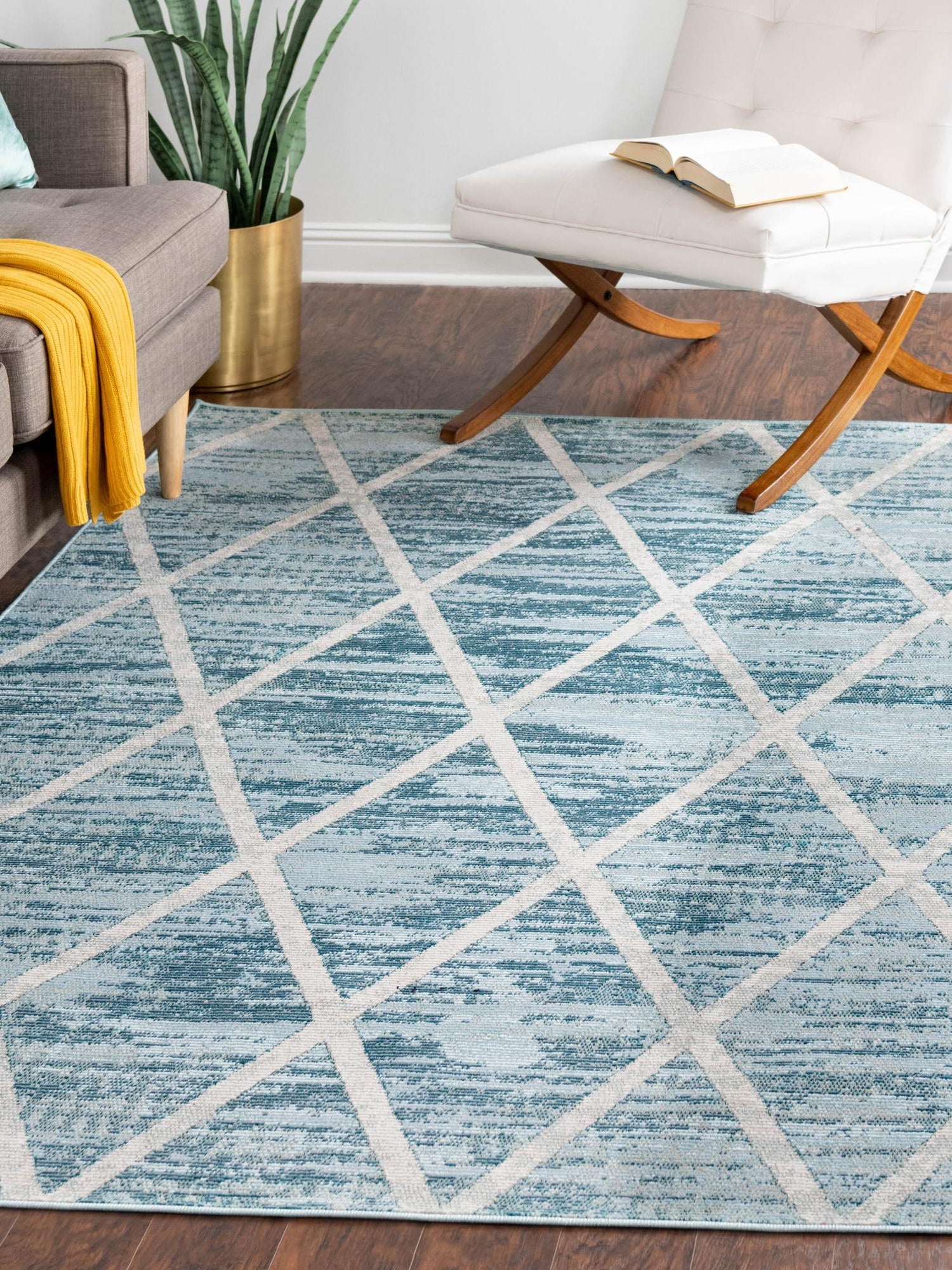 Light Blue 4' 1 x 6' 1 Starlight Rectangle Area Rug 100% Polypropylene Visually Appealing Unique Carpet for Living Rooms, Bedroom, Dining, Office for Sale at Rug Engine
