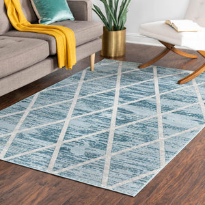 Light Blue 5' 1 x 8' Starlight Rectangle Area Rug 100% Polypropylene Visually Appealing Unique Carpet for Living Rooms, Bedroom, Dining, Office for Sale at Rug Engine