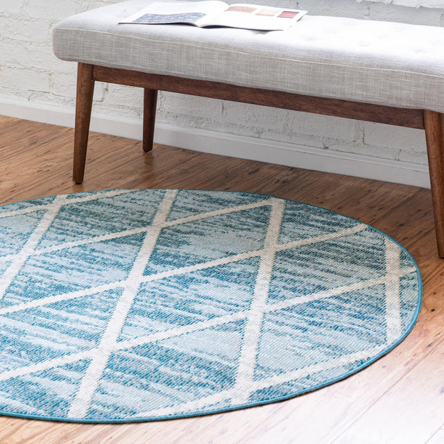 Light Blue 7' x 7' Starlight Round Area Rug 100% Polypropylene Visually Appealing Unique Carpet for Living Rooms, Bedroom, Dining, Office for Sale at Rug Engine